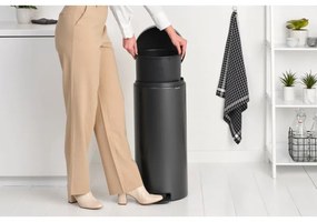 Cos de gunoi cu pedala Brabantia NewIcon 1008850, 30 L, Inchidere lina, Baza antiderapanta, Gri inchis