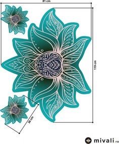 Autocolante de perete - Mandala de lotus - turcoaz