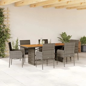 vidaXL Set mobilier de grădină cu perne, 7 piese, gri, poliratan