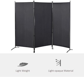HOMCOM Paravan 3 panouri dim. 2,53L x 0,5l x 1,82H m Store lateral Ecran de protecție paravan pe suport metal Poliester | Aosom Romania