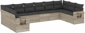 vidaXL Set canapele de grădină cu perne 10 piese gri deschis poliratan