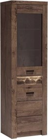 Vitrina INFINITY I-04, frasin inchis, PAL melaminat/sticla, 56x42x192