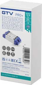 Transformator Pro+ GTV pentru bandă LED, 6W, 12V, IP20 Plastic, 6 W, 12 V