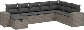 vidaXL Set canapele de grădină cu perne, 8 piese, gri, poliratan