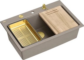 Statie de lucru incastrata Quadron Unique Marc 110 bej - auriu 1 cuva 75x49 cm