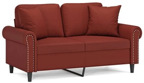 3153171 vidaXL Canapea 2 locuri, perne&pernuțe roșu vin 120 cm piele ecologică