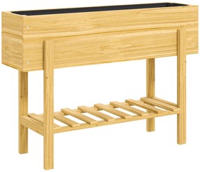 Outsunny Jardiniere pe picioare, gradina inalta pe picioare cu 2 gauri de drenaj din lemn 100 x 30 x 70,5 cm lemn natural | Aosom Romania