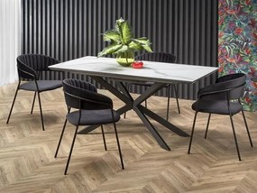 Masă de sufragerie extensibilă 160-200 cm Delma (marmură alb + negru + gri) (pentru 6 8 persoane). 1048919