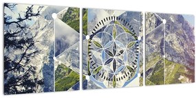 Tablou - Model geometric (cu ceas) (90x30 cm)