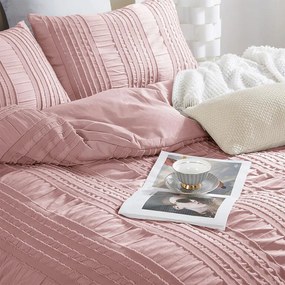 Lenjerie de pat din microfibră creponată NELLA pudră