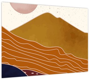 Tablou pe sticlă - Muntele de design Spacefrog N⁰1 (70x50 cm)