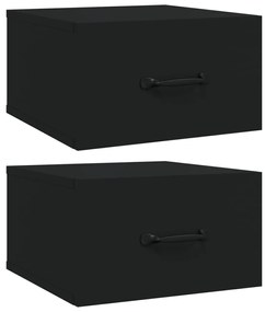 Noptiere de perete, 2 buc., negru, 35x35x20 cm 2, Negru