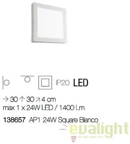 Aplica LED dim. 30x30cm, UNIVERSAL AP1 24W SQUARE BIANCO 138657
