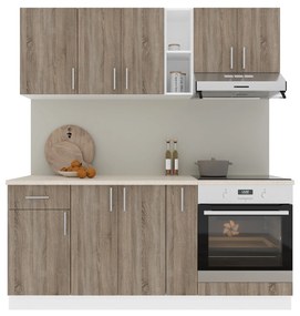 Set haaus V9, Stejar Sonoma Inchis/Alb, Blat Thermo 28 mm, L 180 cm