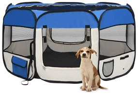 vidaXL Țarc câini pliabil cu sac de transport, albastru, 125x125x61 cm