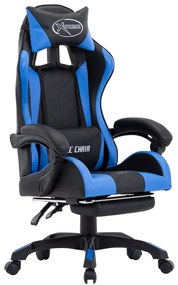 vidaXL Scaun racing suport picioare albastru/negru piele ecologică