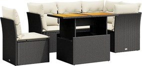 vidaXL Set mobilier de grădină cu perne, 5 piese, negru, poliratan
