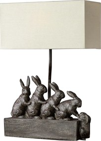 Lampa de masa, din rasina, cu abajur din bumbac, Rabbit