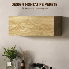 HOMCOM Dulap de Baie Suspendat cu Ușă Rabatabilă și Rafturi din Lemn, 80x25x30 cm, Natural | Aosom Romania