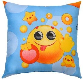 Perna decorativa din microfibra Culoare albastra, EMOJI 45 x 45 cm