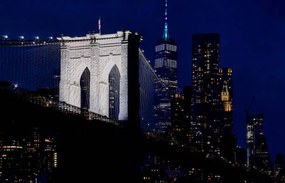 Fotografie Brooklyn Bridge night view, Mark Meredith