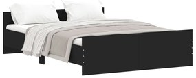 3203783 vidaXL Cadru pat cu tăblie de cap/picioare, negru, 140x190 cm