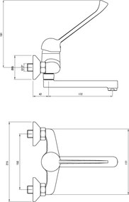 Joko Baterie pentru chiuvetă, montare pe perete, cu mâner Clinic BOJ_050C