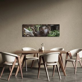 Tablou - Ceainic cu rozmarin (cu ceas) (90x30 cm)