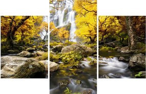Tablou - Cascade în peisaj de toamnă, galben (90x60 cm)