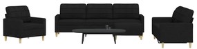 vidaXL Set de canapele cu taburet, 4 piese, negru, textil