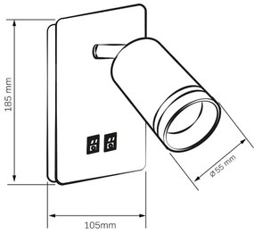 Spot LED de perete PARIS 1xGU10/10W/230V + LED/6W/230V alb
