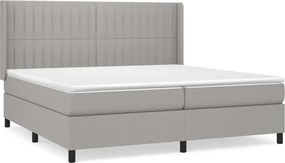vidaXL Pat box spring cu saltea, gri deschis, 200x200 cm, textil