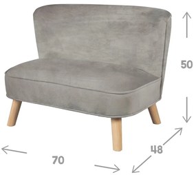 Canapea pentru copii gri deschis cu tapițerie din catifea 70 cm Lil Sofa – Roba