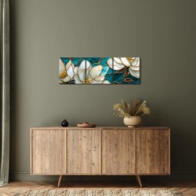 Tablou - Vitraliu cu magnolie (cu ceas) (90x30 cm)