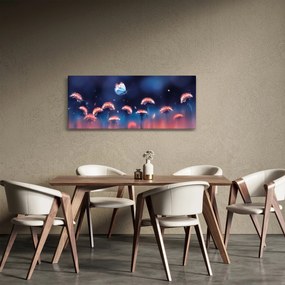 Tablou cu păpădii cu fluture albastru (120x50 cm)