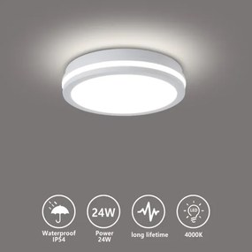 Brilagi - Plafonieră LED de exterior BENE LED/24W/230V Ø 26 cm alb IP54