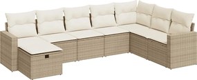 vidaXL Set canapele de grădină, 8 piese, cu perne, bej, poliratan