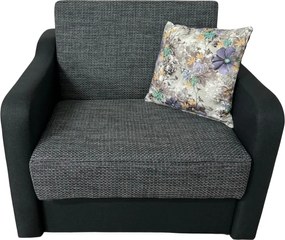 Fotoliu SAMY extensibil, cu lada de depozitare, stofa negru cu gri , cadru metalic, 103x100x92 Negru + Gri, Stofa