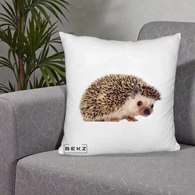 Perna Decorativa Arici Fotorealist, 40x40 cm, Alb Pufos, Husa Detasabila, Perna Inclusa, BEKZ®