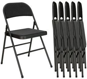 HOMCOM Set de 6 scaune pliante pentru dining scaune portabile cadru din oțel 45 x 46 x 78 cm negru | Aosom Romania