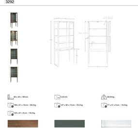 Vitrina design LUX cu iluminat Glass and Walnut