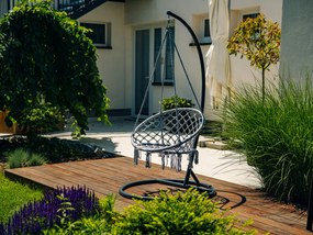 Fotoliu suspendant gri KOLUMBIA cu suport