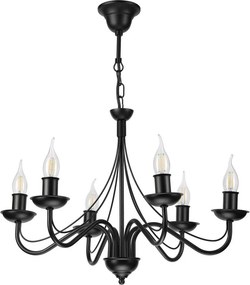 Candelabru cu lanț ANTON 6xE14/60W/230V, negru