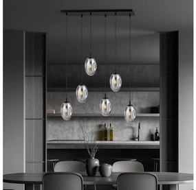 Lustră pe cablu ASTRAL 6xE14/10W/230V negru/fumuriu