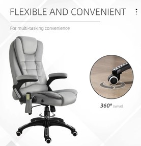 Vinsetto Scaun de birou cu masaj vibrator, Scaun ergonomic de birou cu funcție de încălzire, întindere, reglabil pe înălțime, scaun de director cu telecomandă, buzunar lateral, aspect de catifea, maro | Aosom Romania