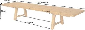 Masa extensibila industrial vintage Finca 300-400cm Pin