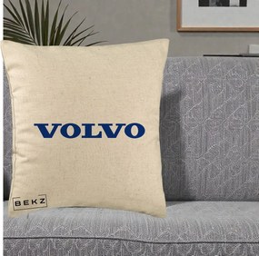 Perna Personalizata cu emblema Volvo, 40x40 cm, Bej, Husa Detasabila, Perna Inclusa, BEKZ®