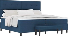 vidaXL Pat cu arcuri cu saltea albastru 200 x 200 cm țesătură