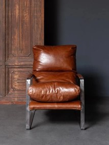 Set fotoliu si taburet premium, piele integrala superioara, Homy