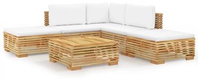 3100853 vidaXL Set mobilier grădină cu perne, 6 piese, lemn masiv de tec